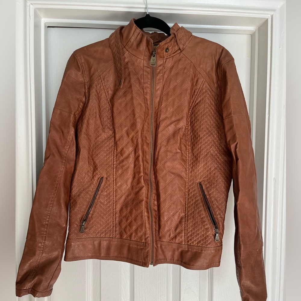 Brown Leather Bomber Jacket